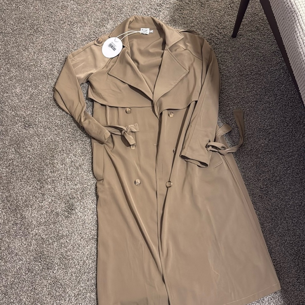 Princess Polly Cassie beige trench coat size US 0